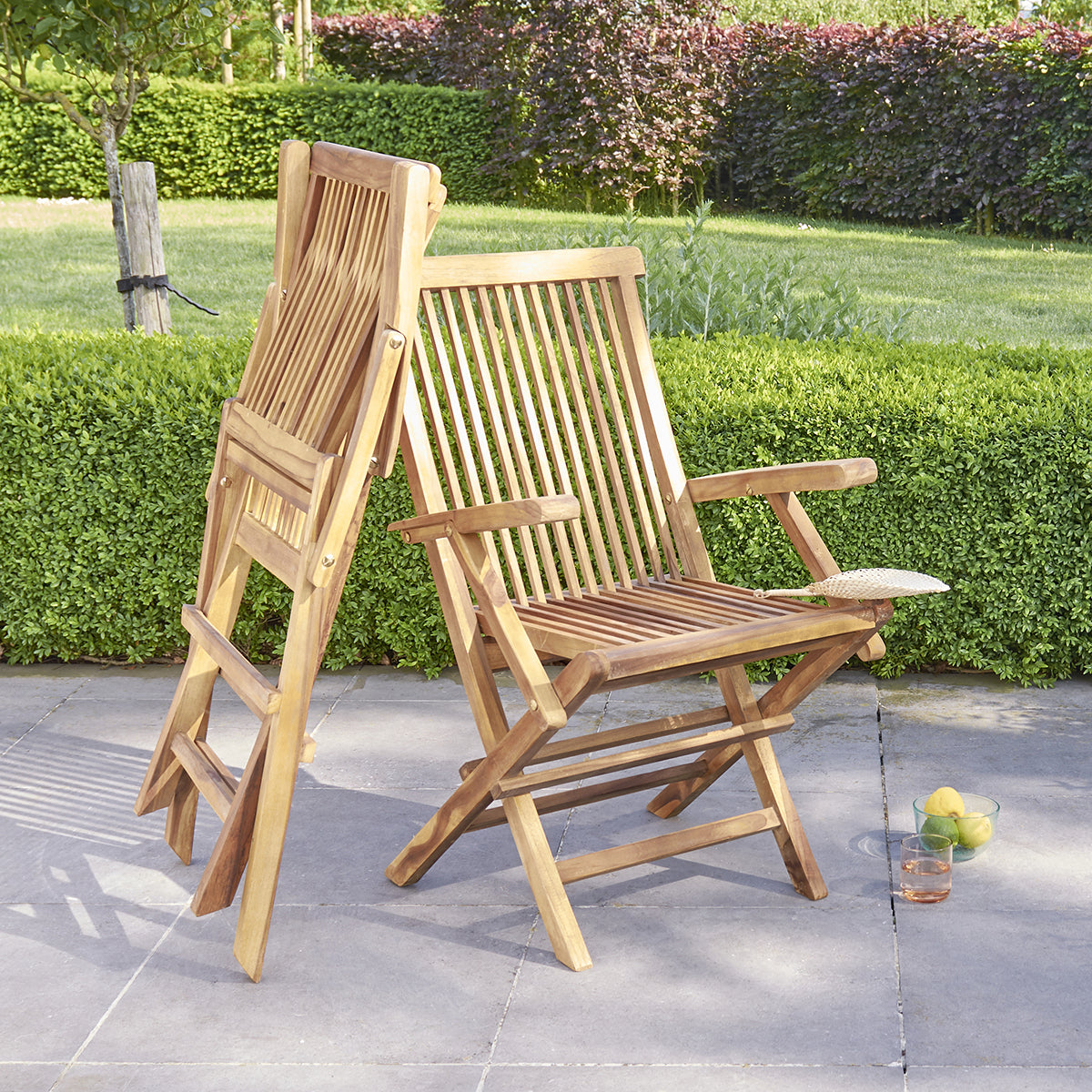 BALI - Fauteuil de jardin en teck huilé massif pliant (lot de 2)