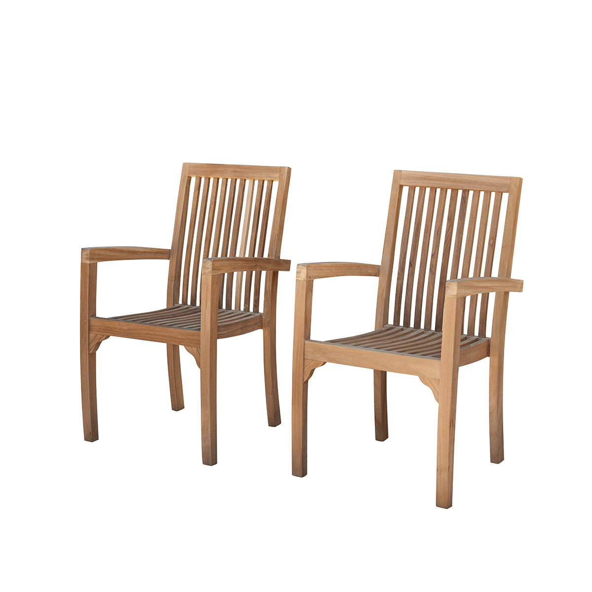 MALTE - Fauteuil de jardin en teck massif empilables (lot de 2)