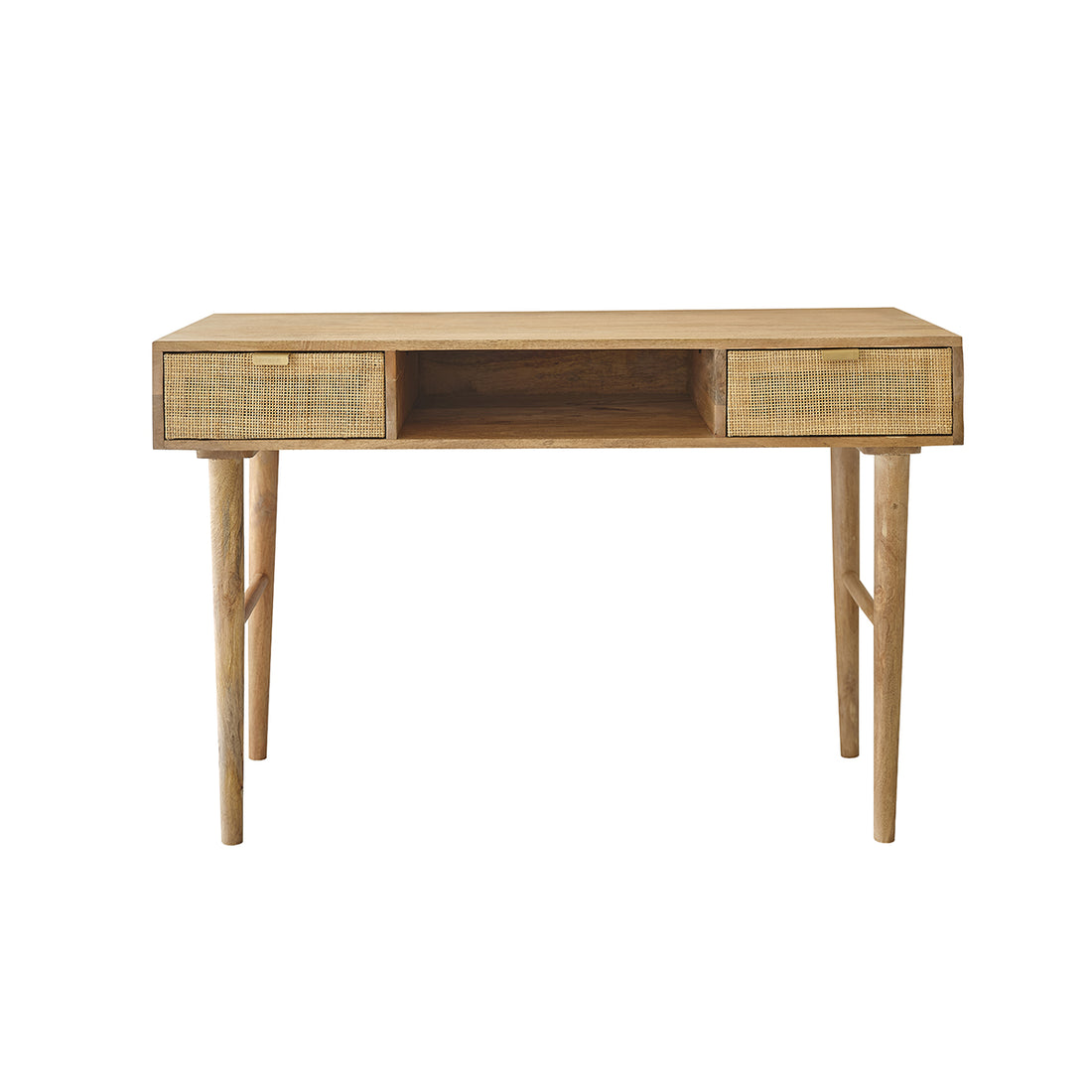 FELICIE - Schreibtisch aus massivem Mangoholz und Rohrgeflecht 120 cm 