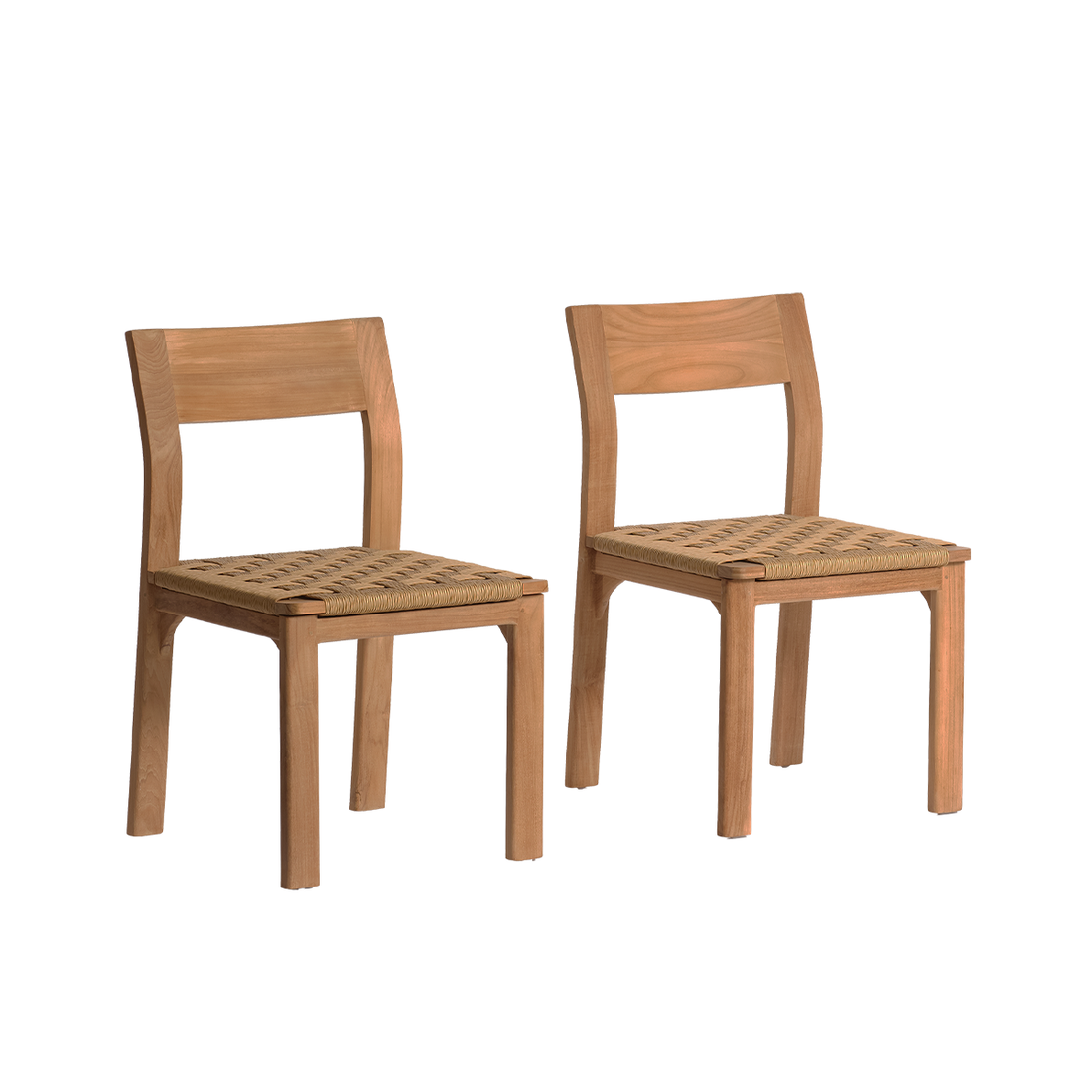 PIANA - Gartenstuhl aus massivem Teakholz und Rattan (2er-Set)