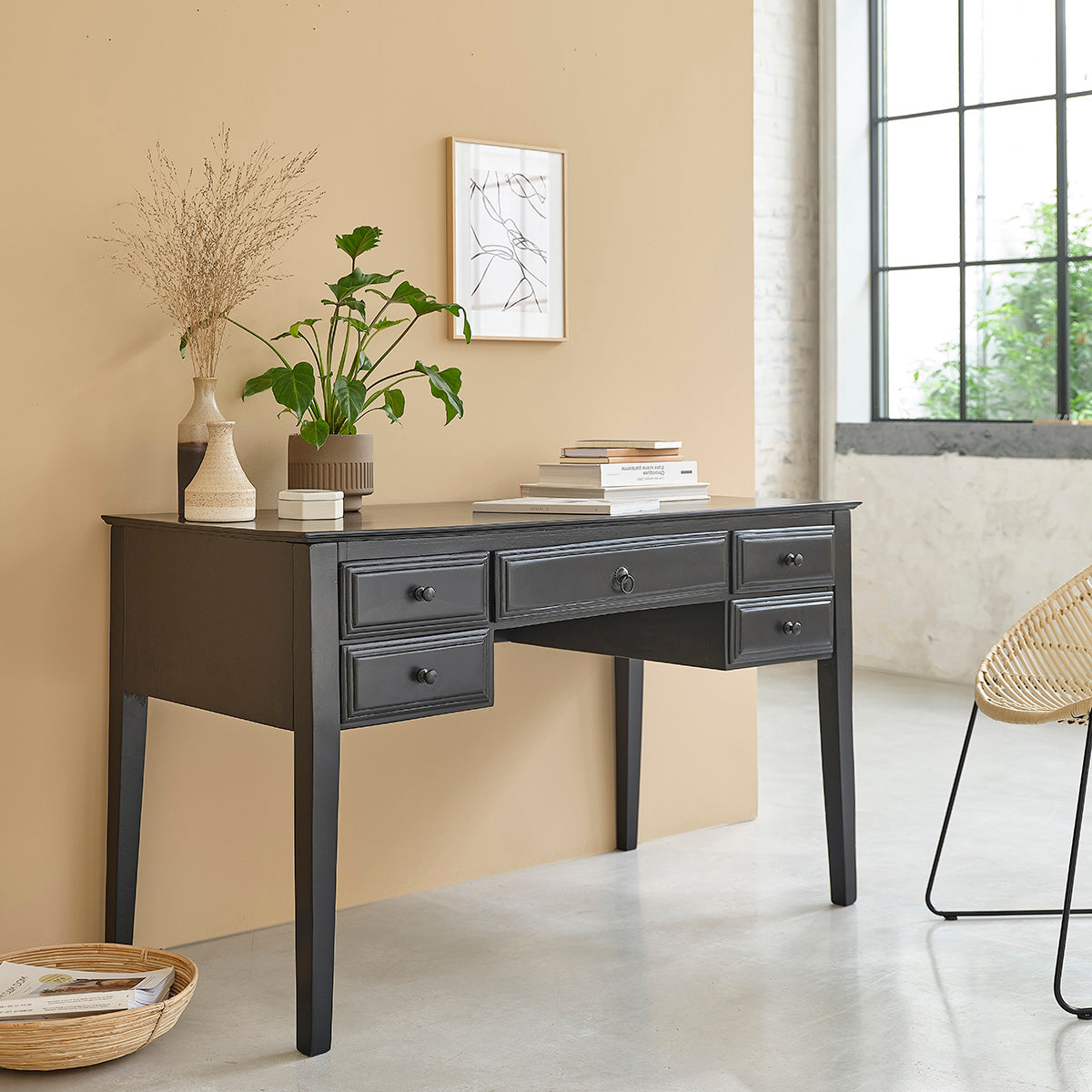 SOHO - Schreibtisch aus massivem Mangoholz 130 cm 