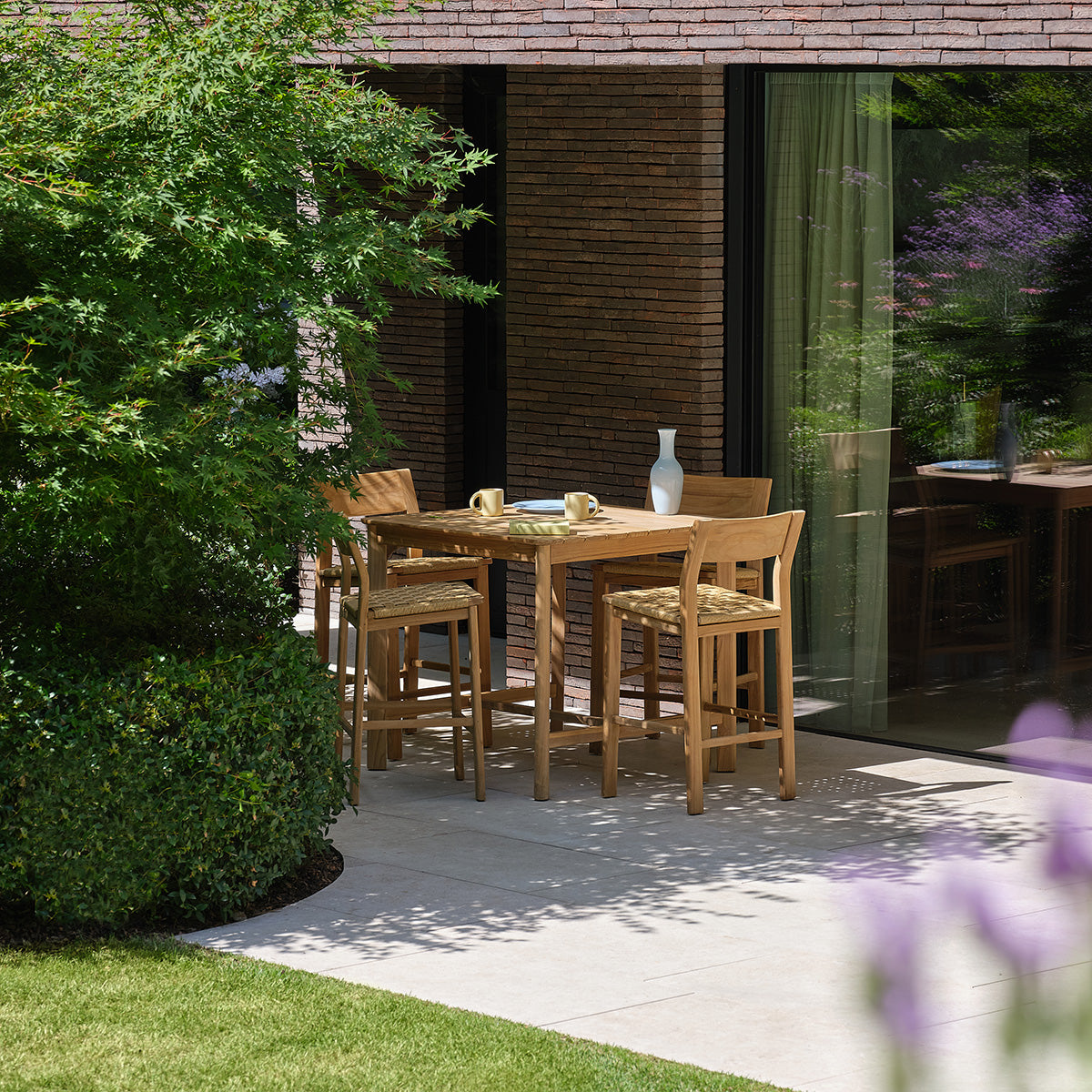 PIANA - Barstuhl für den Garten aus massivem Premium-Teakholz