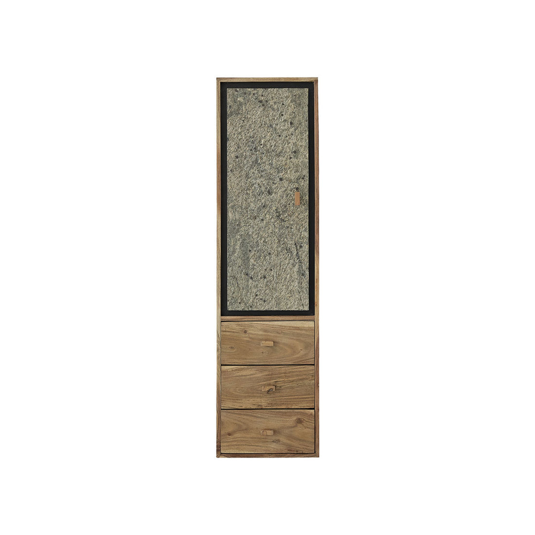 EDEN ROCK - Badezimmersäule aus massivem Akazienholz und Stein 130 cm 