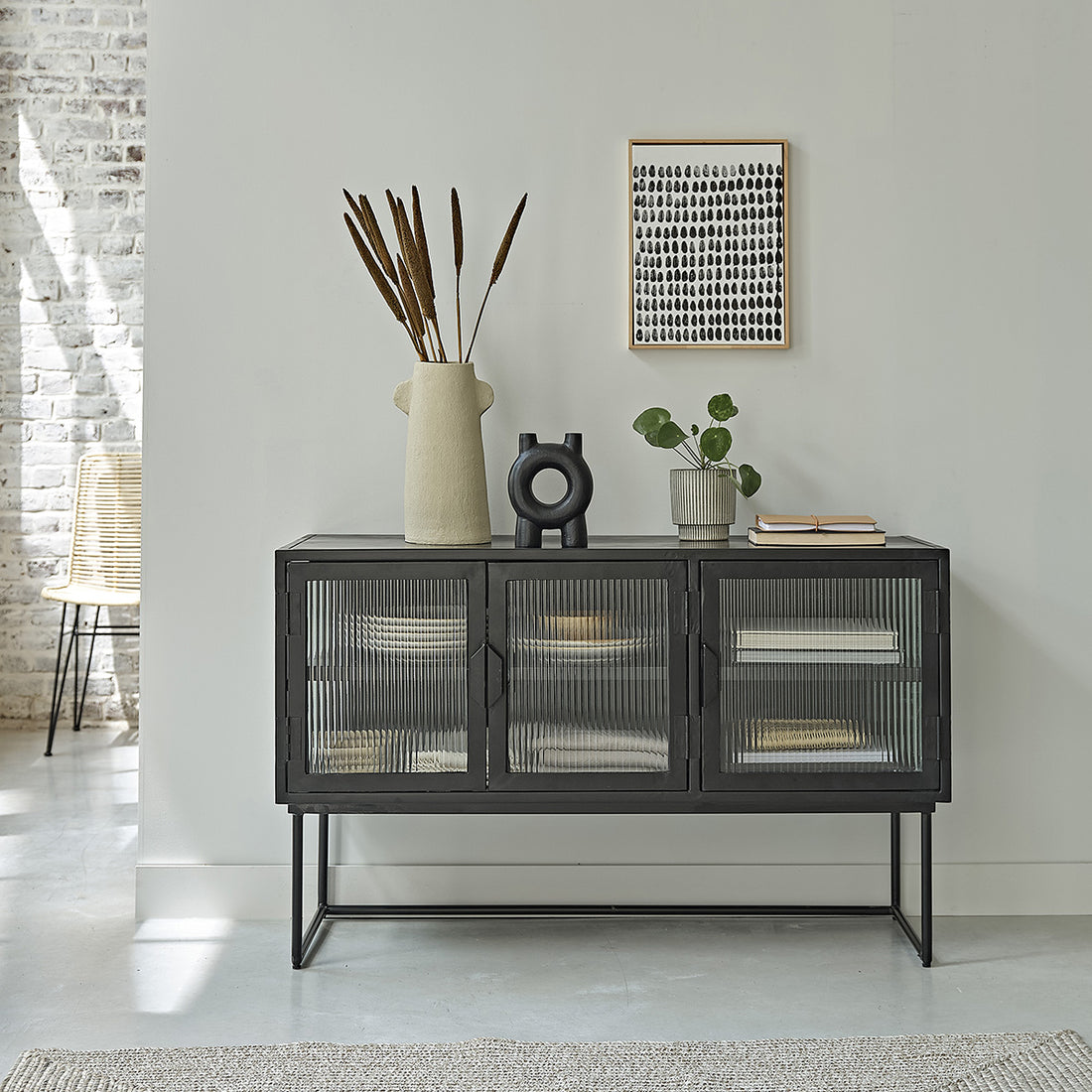 OCTAV - Buffet aus Metall und Wellglas 120 cm 
