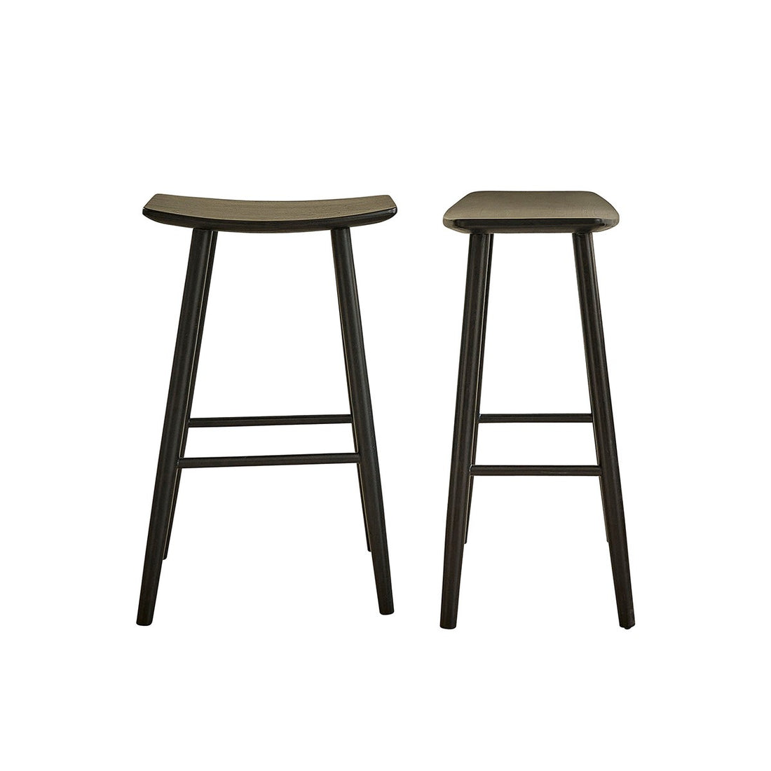 AMBRE - Set aus 2 Barhockern aus massivem Teakholz schwarz 75 cm