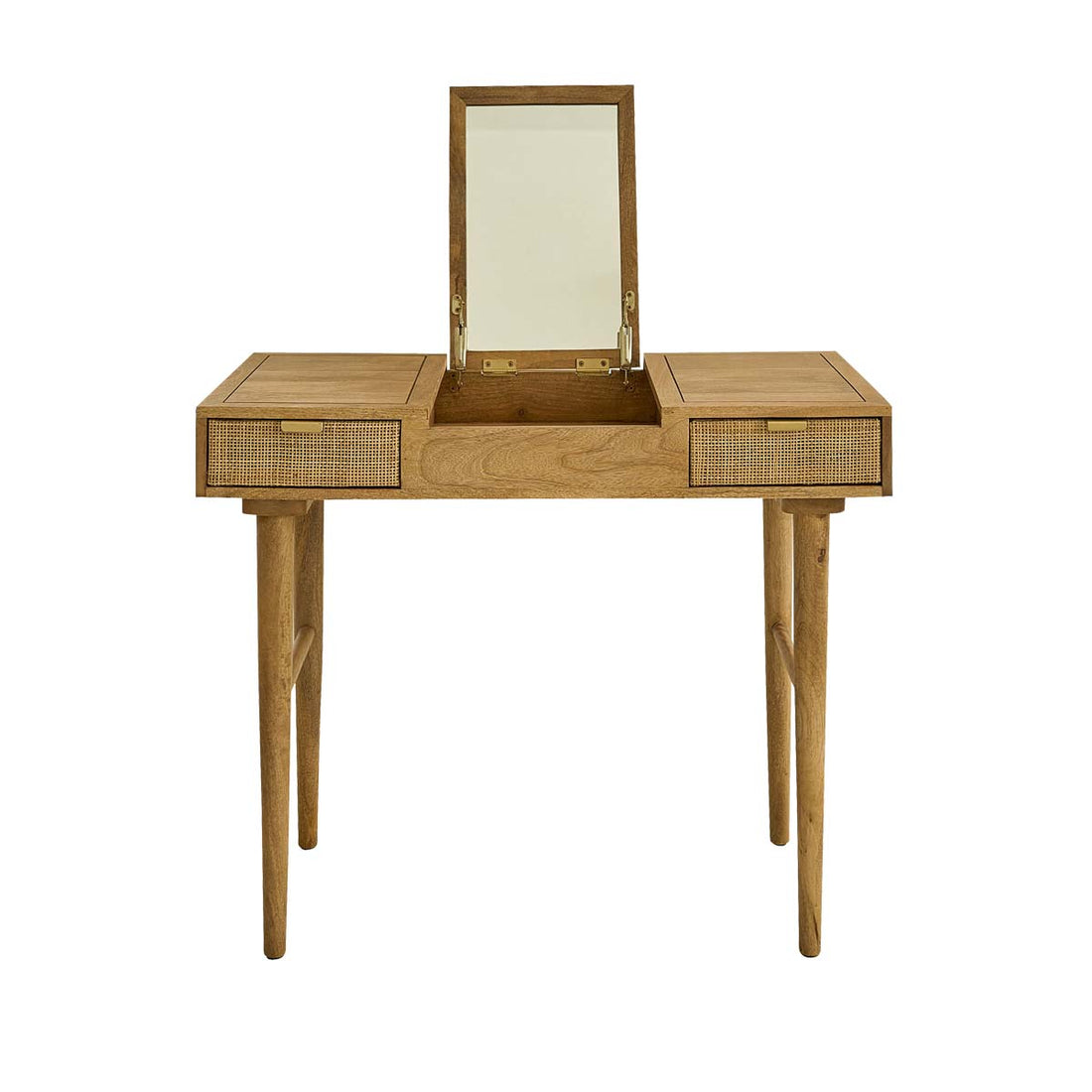 FELICIE - Schreibtisch-Schminktisch aus massivem Mangoholz und Rohrgeflecht 90 cm 