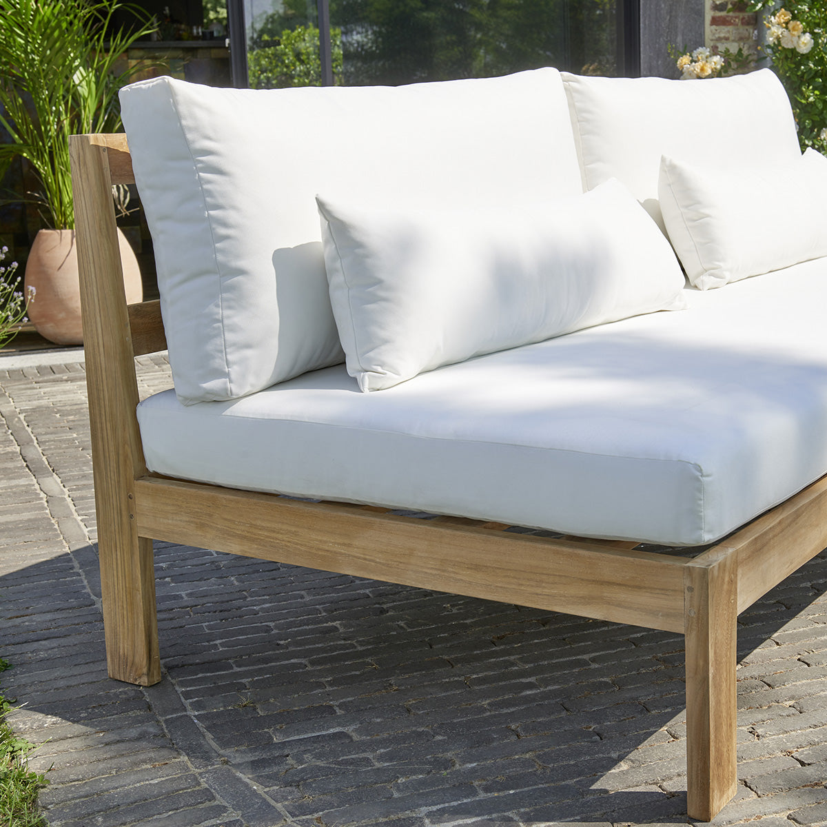 PALMA - Gartenlounge aus massivem Teakholz weiß 