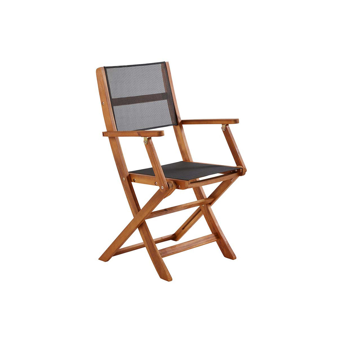 HANOÏ - Gartensessel aus massivem  Akazienholz und schwarzem Textilene