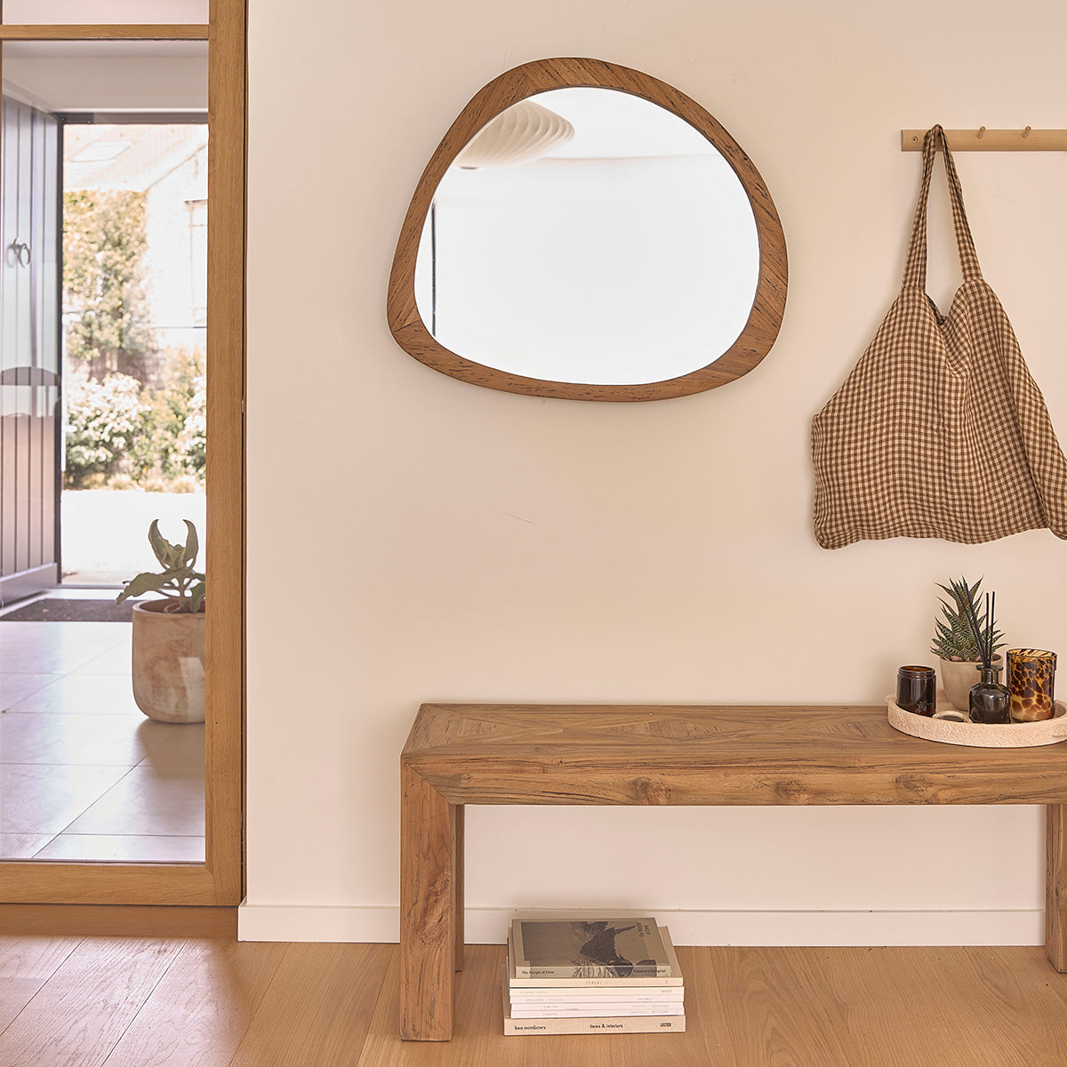 AUSTIN - Spiegel aus massivem recyceltem Teakholz 70 cm