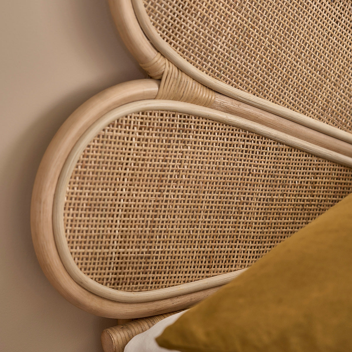 ROMY - Tête de lit en rotin et cannage 140 cm