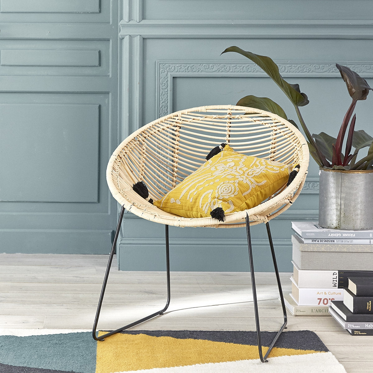 BOHEMA - Chaise en rotin et métal