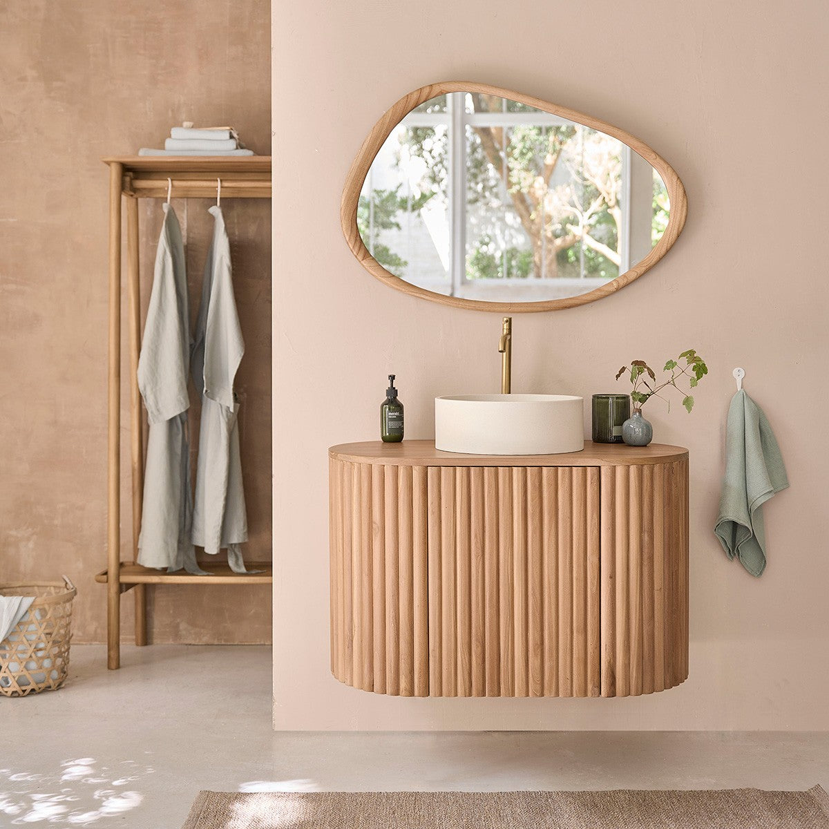 FIFTIES - Miroir en mindi massif 90x60 cm