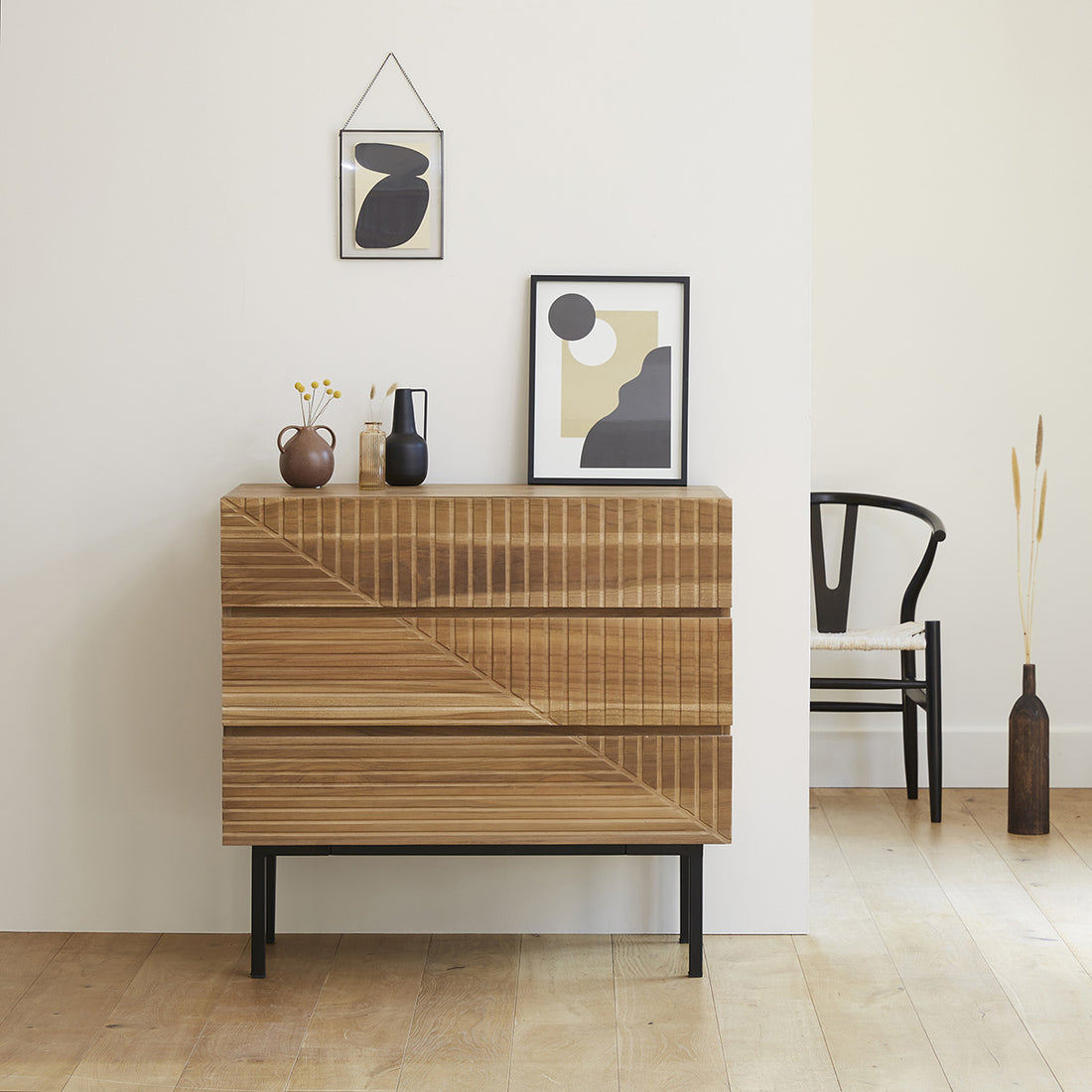 PORTLAND - Kommode aus massivem Teakholz 95 cm