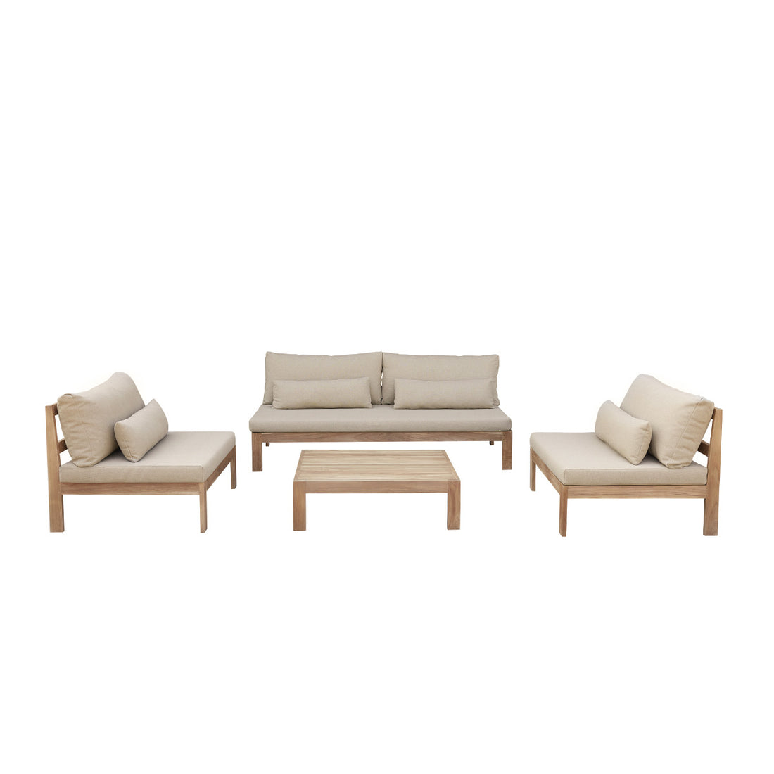PALMA - Niedrige Gartenmöbel aus massivem Teakholz in Taupe