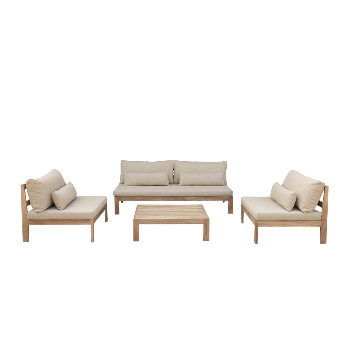 PALMA - Niedrige Gartenmöbel aus massivem Teakholz in Taupe