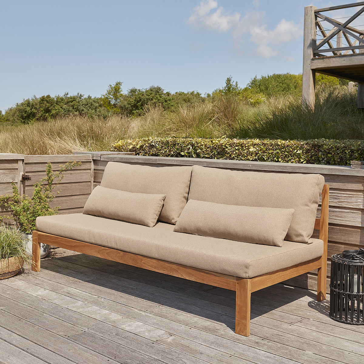 PALMA - Niedrige Gartenmöbel aus massivem Teakholz in Taupe
