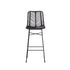 Barhocker aus Rattan und schwarzem Metall 