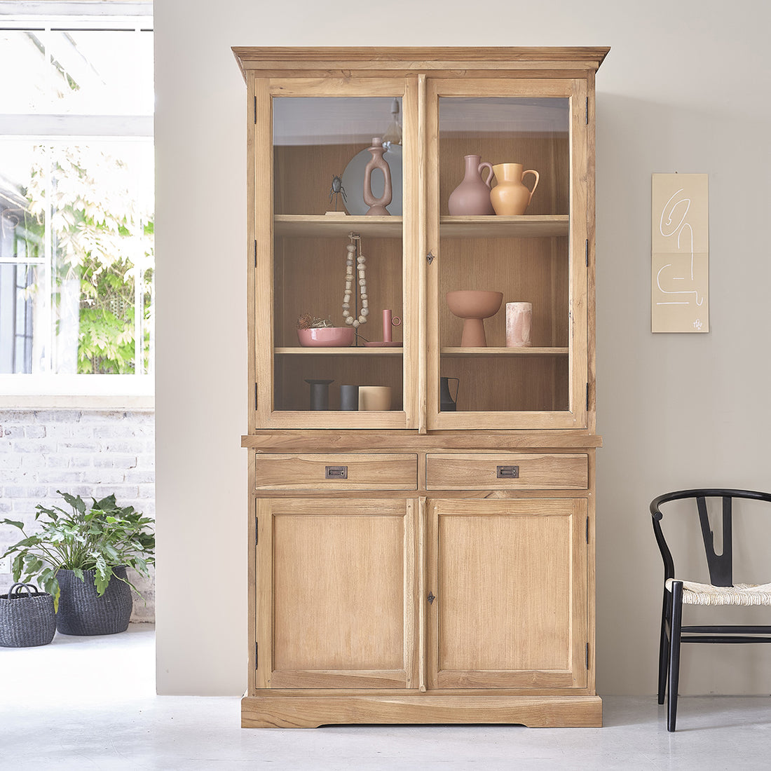 BOSTON - Geschirrschrank aus massivem Teakholz 120 cm