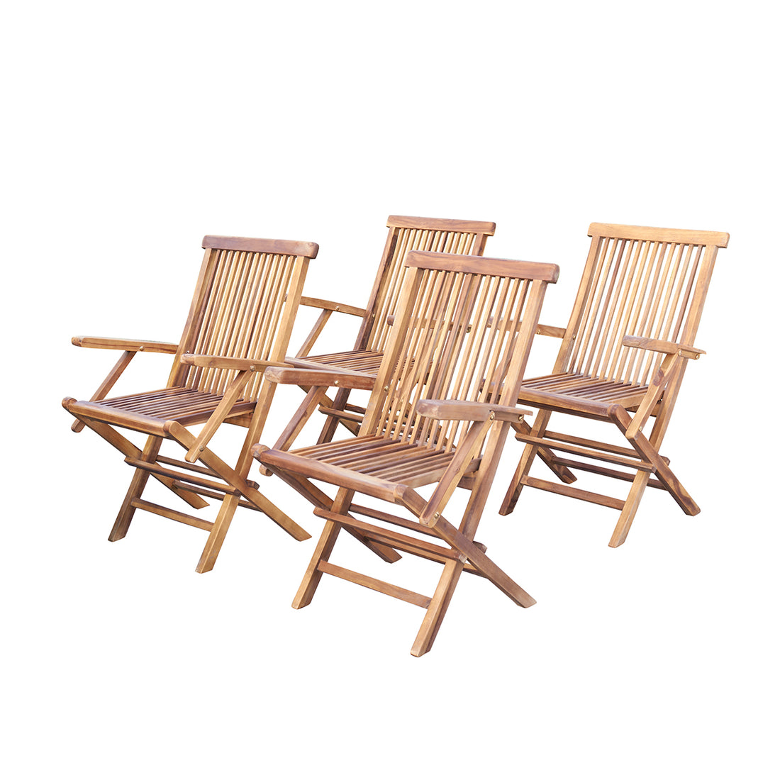 BALI - Klappbarer Gartensessel massives geöltes Teakholz ( 4er Set) 