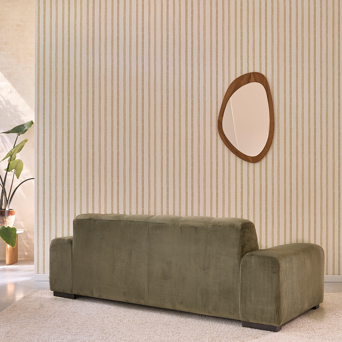 ALPHONSE - Gerades 3-Sitzer-Sofa aus khakifarbenem Cord