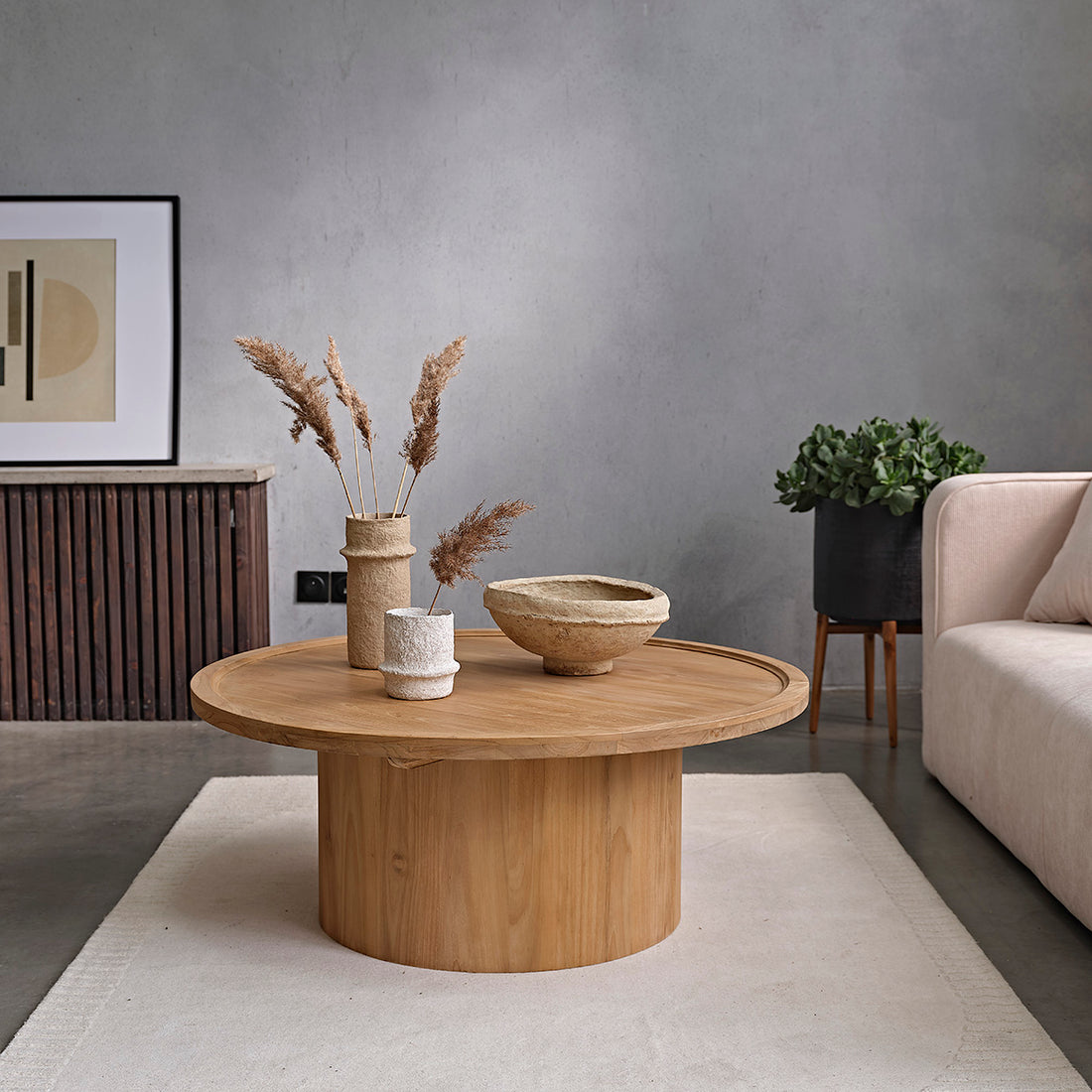 ALDO - Couchtisch aus massivem Teakholz Ø 100 cm