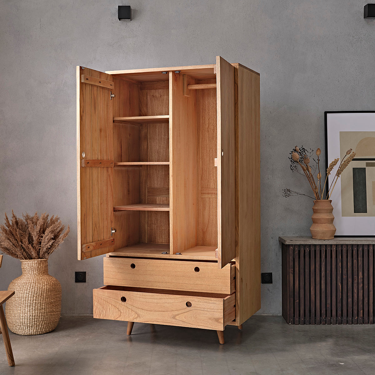 ESMEE - Armoire en mindi massif 190 cm