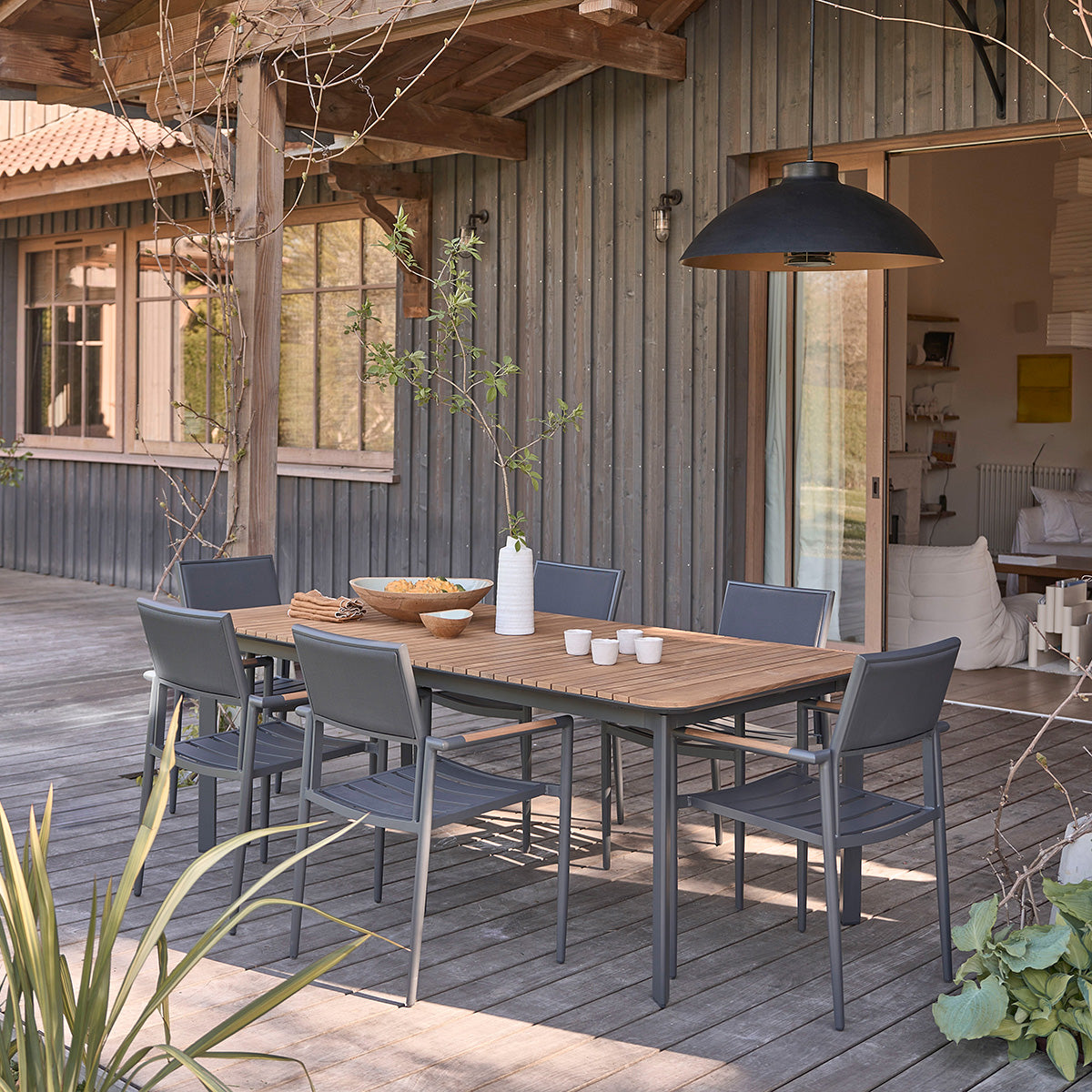 SIENA - Table de jardin en teck massif et aluminium 6/8 pers.