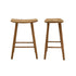 Set aus 2 Barhockern aus massivem Teakholz 65 cm