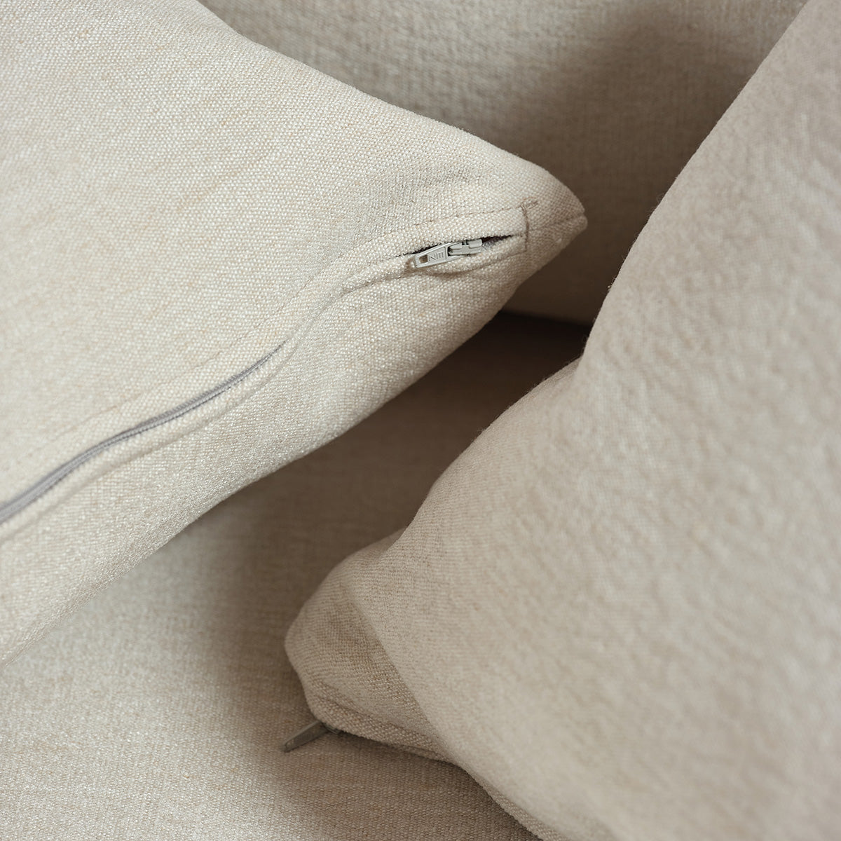 EDMOND - Gerades 3-Sitzer-Sofa aus ecrufarbenem Stoff in Leinenoptik