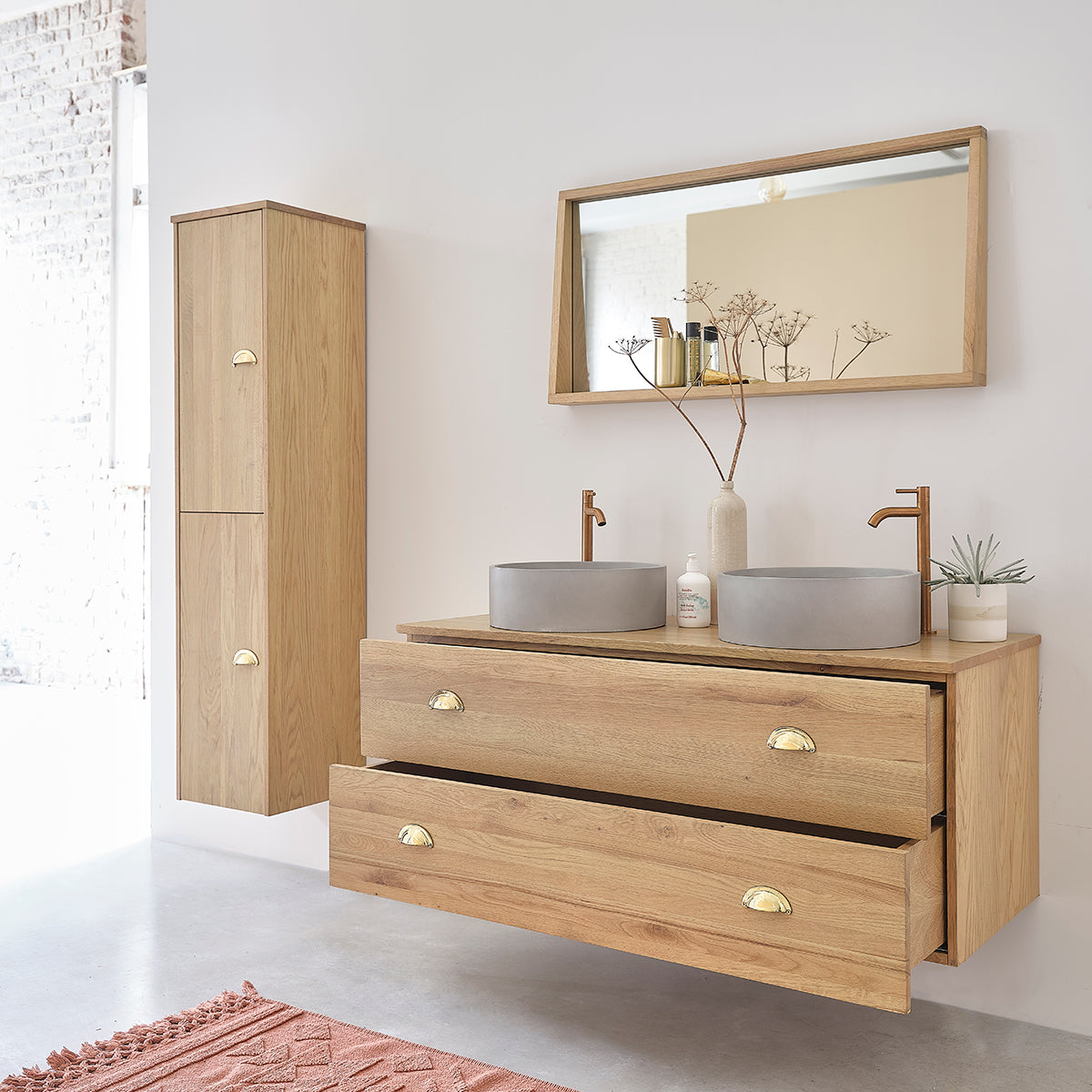 MARGAUX - Hängender Waschtischunterschrank aus Eiche 120 cm