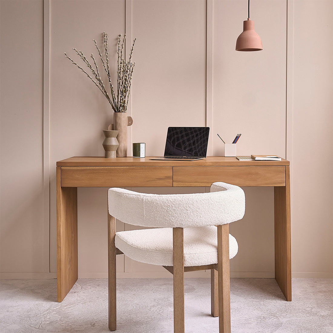 TRISTAN - Schreibtisch aus massivem Teakholz 130 cm