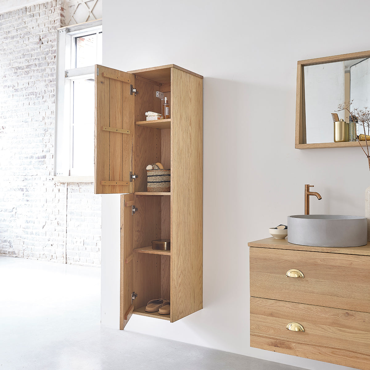 MARGAUX - Badezimmer-Hochschrank aus Eiche 150 cm