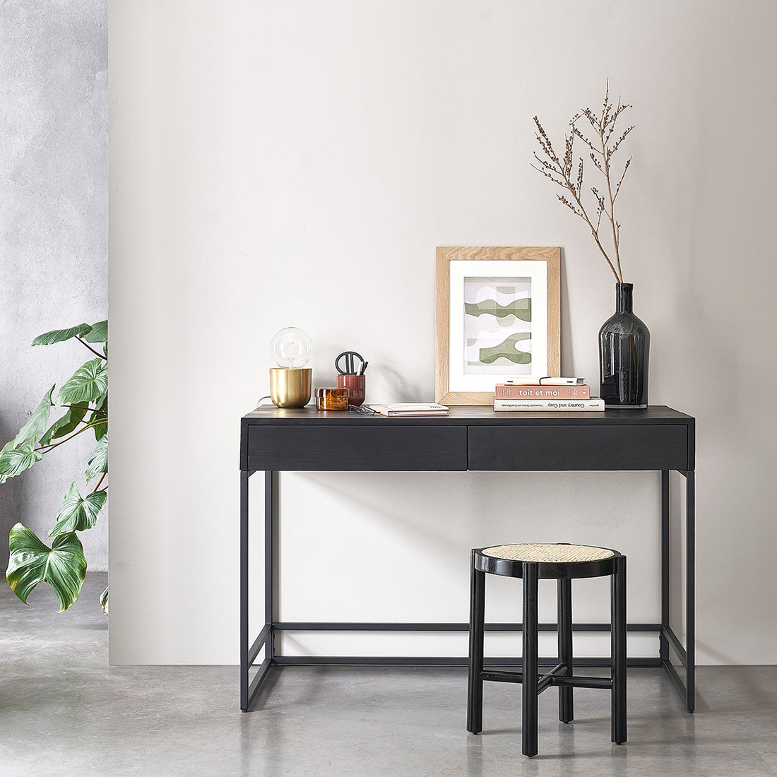NEVEN - Schreibtisch aus massiver Kiefer und Metall 120 cm