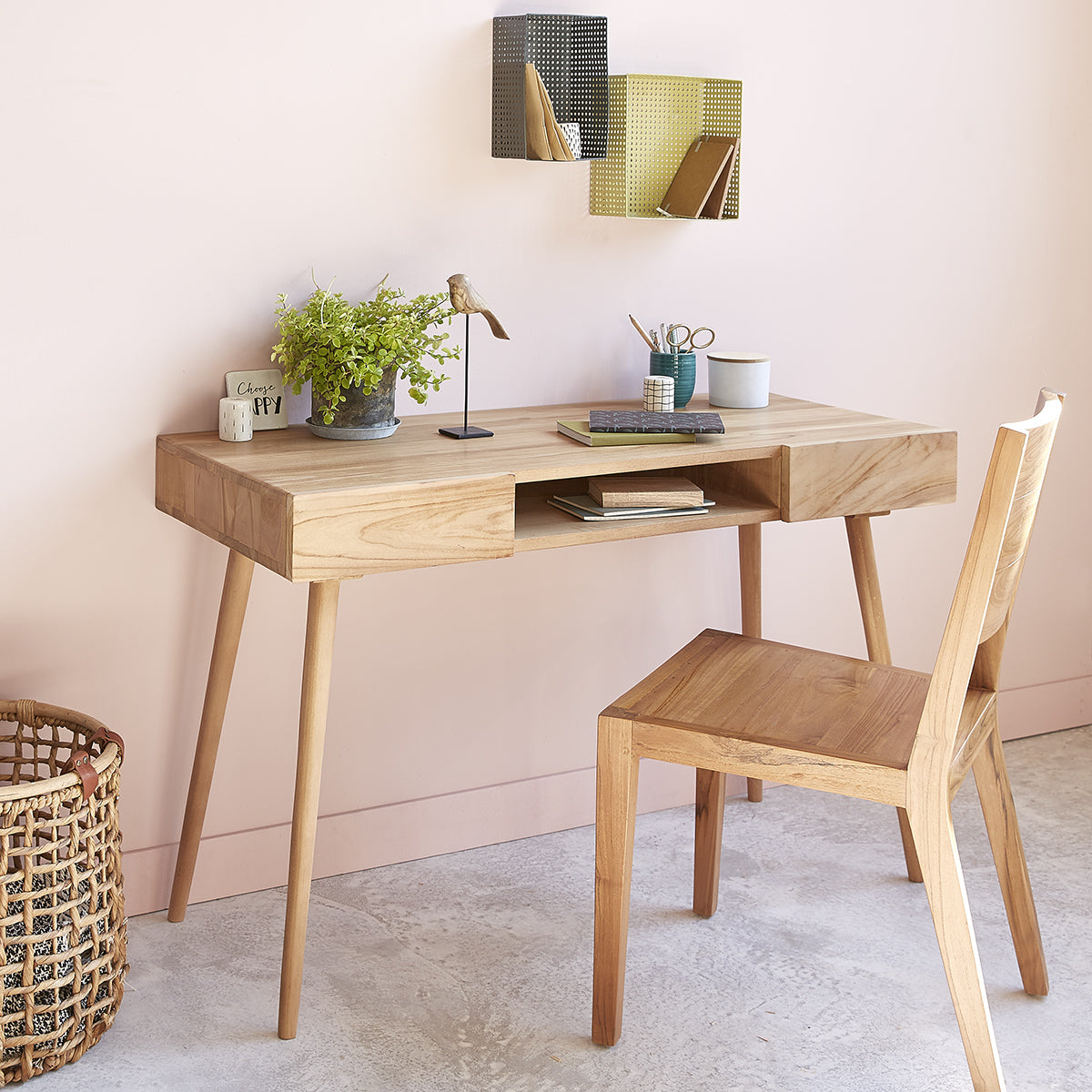 ISAURE - Schreibtisch aus massivem Teakholz 120 cm