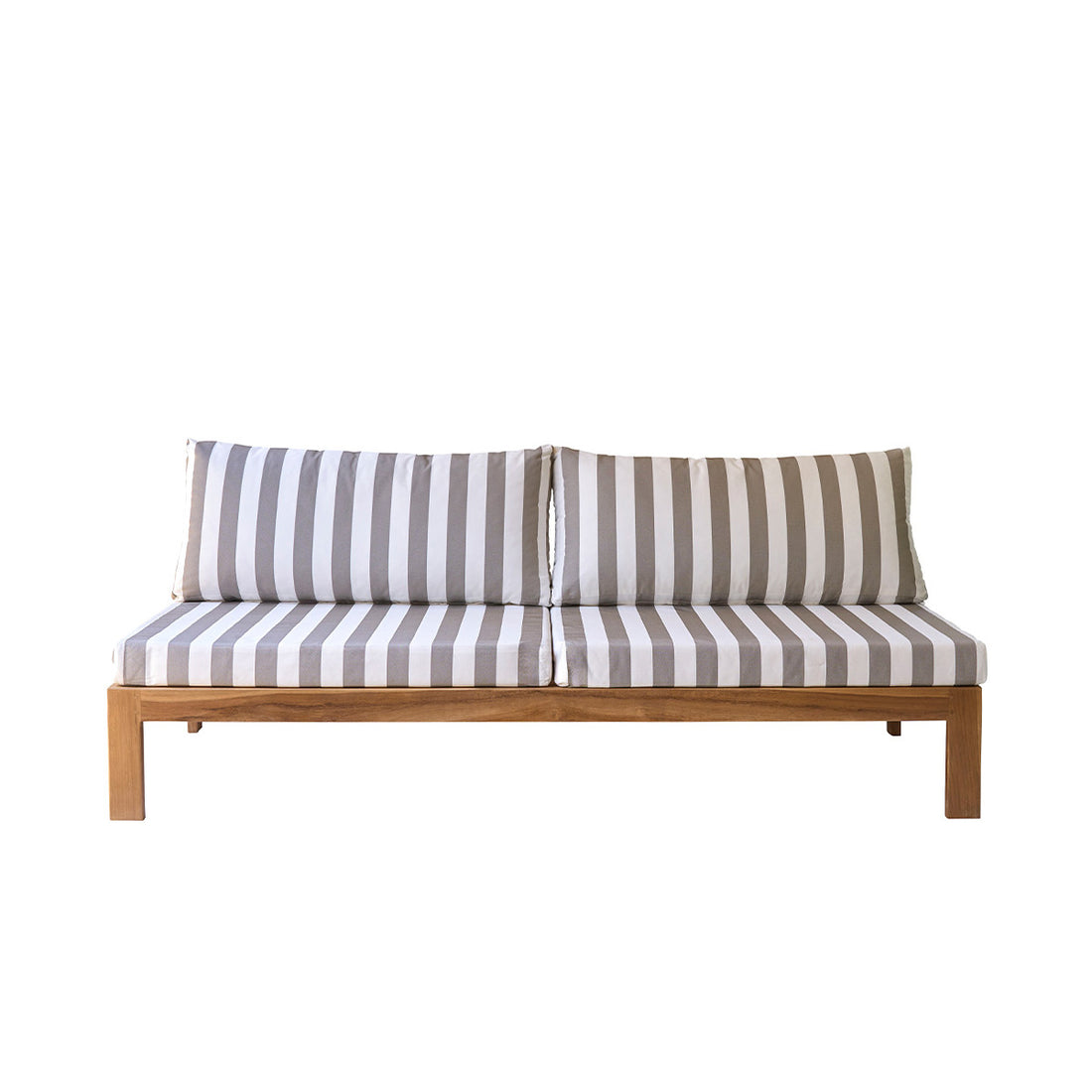 PALMA - Gartensofa aus massivem Teakholz und gestreiften Kissen