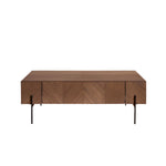 Couchtisch aus massivem Mindi und Metall in Walnuss-Finish 120 cm