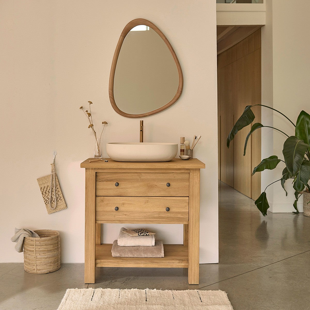 BELIZE - Spiegel aus massivem Teakholz 75x60 cm