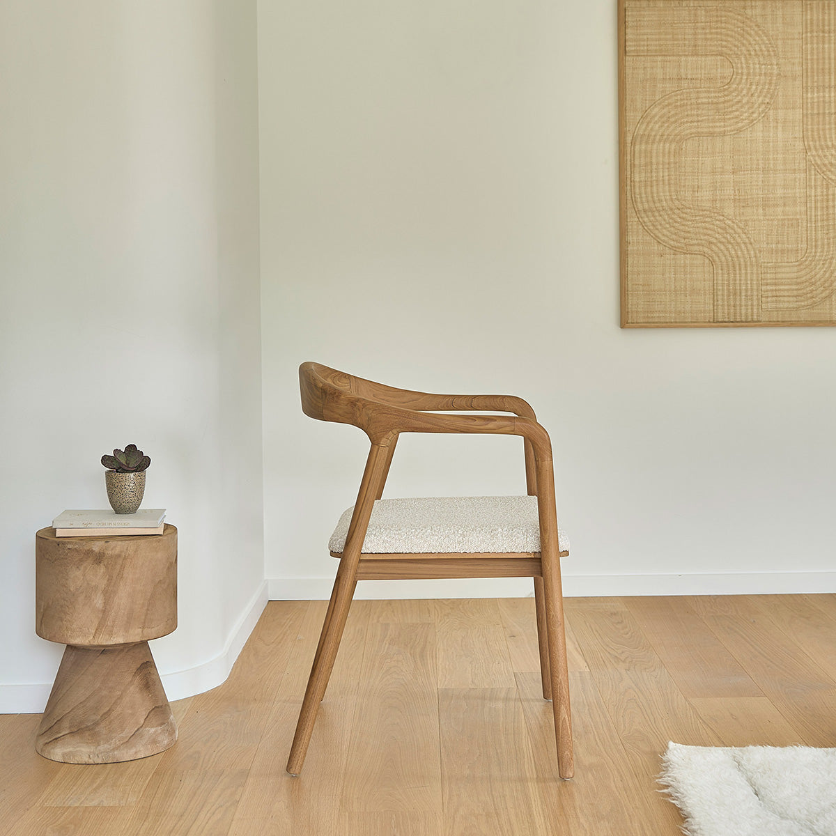 AMBRE - Chaise en teck massif assise bouclette