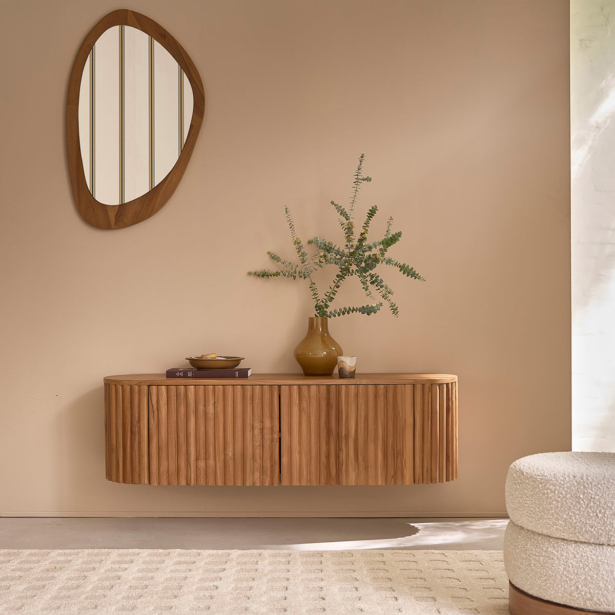 BELIZE - Meuble TV suspendu en bois de teck 140 cm