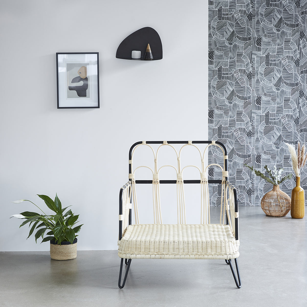 ALBANE - Fauteuil en rotin et métal