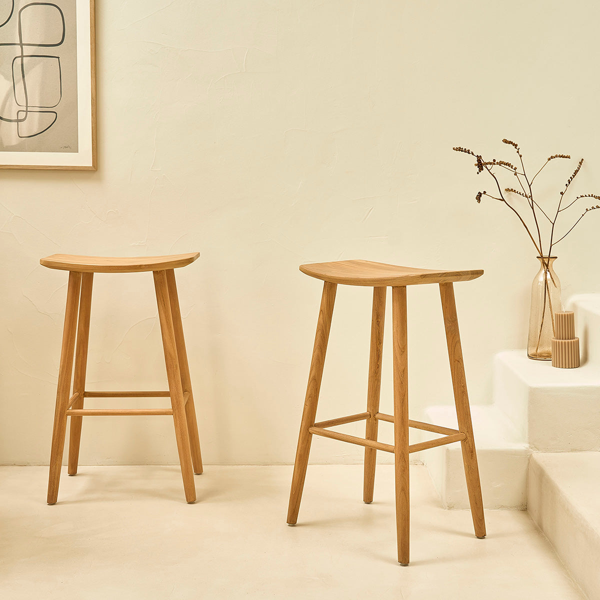 AMBRE - Barhocker aus massivem Teakholz 75 cm