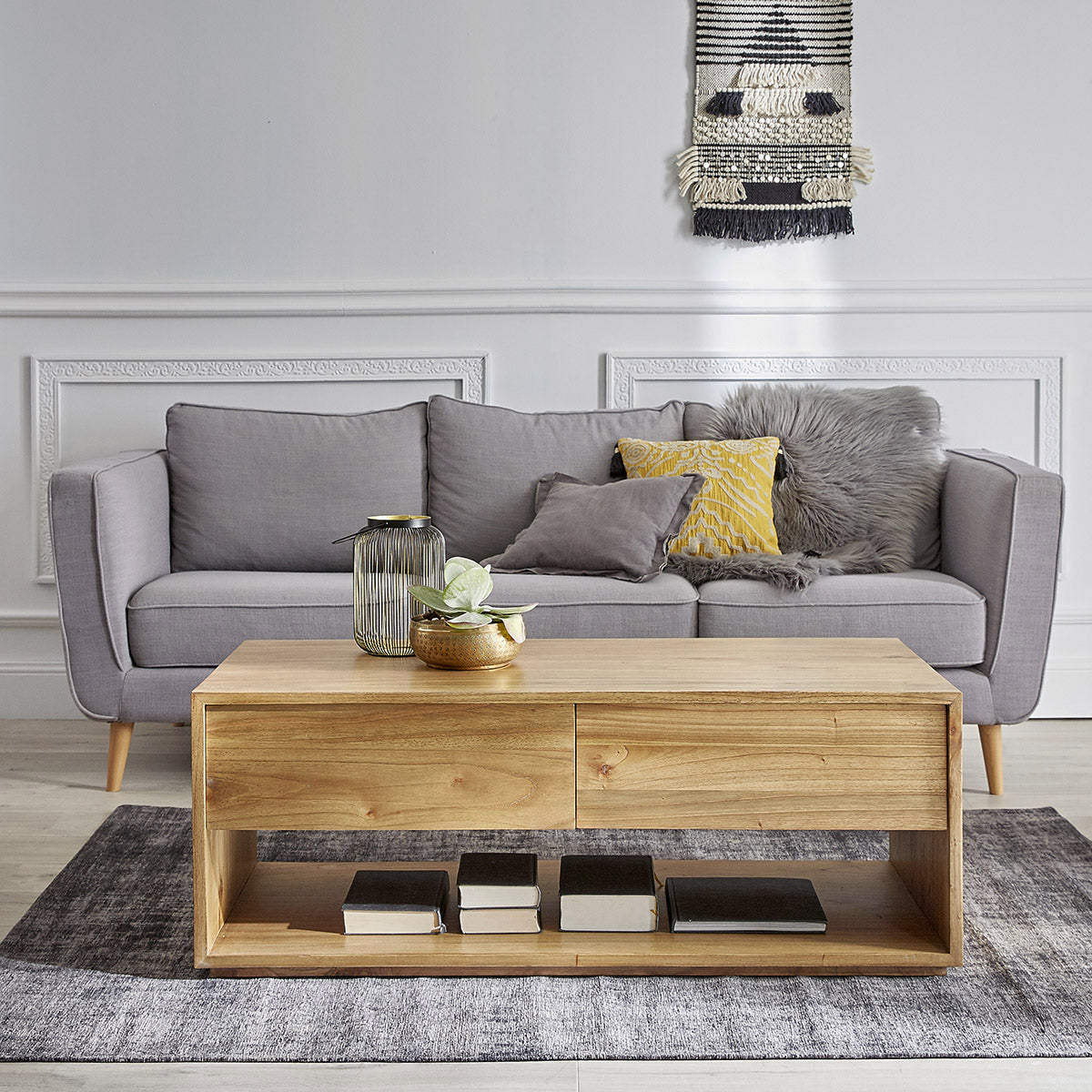 TILO - Table basse en mindi massif 120 cm