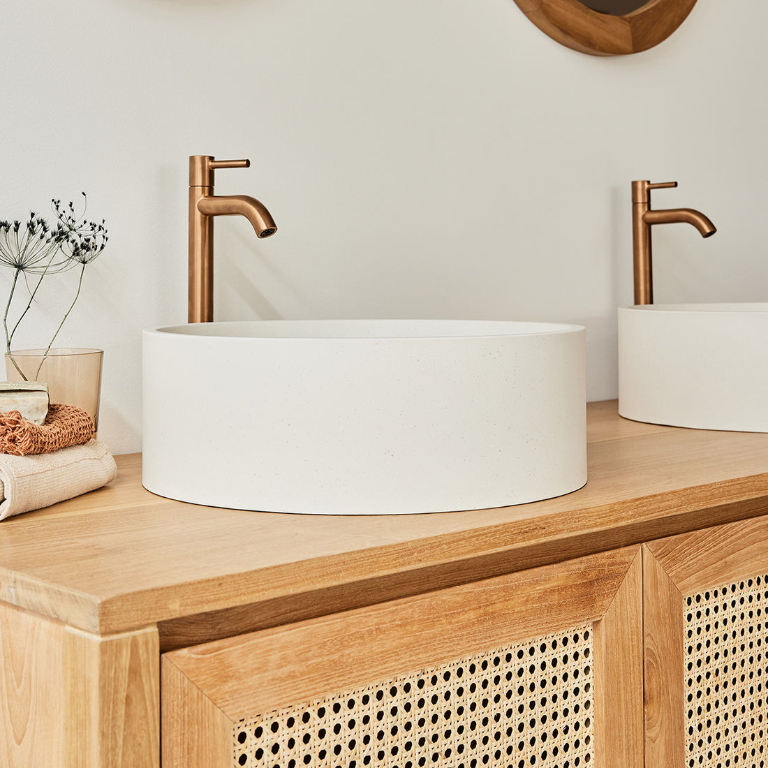 LENA - Vasque en béton beige Ø37 cm