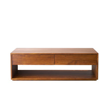 Couchtisch aus massivem Mindiholz mit Nussbaum-Oberfläche, 140 cm