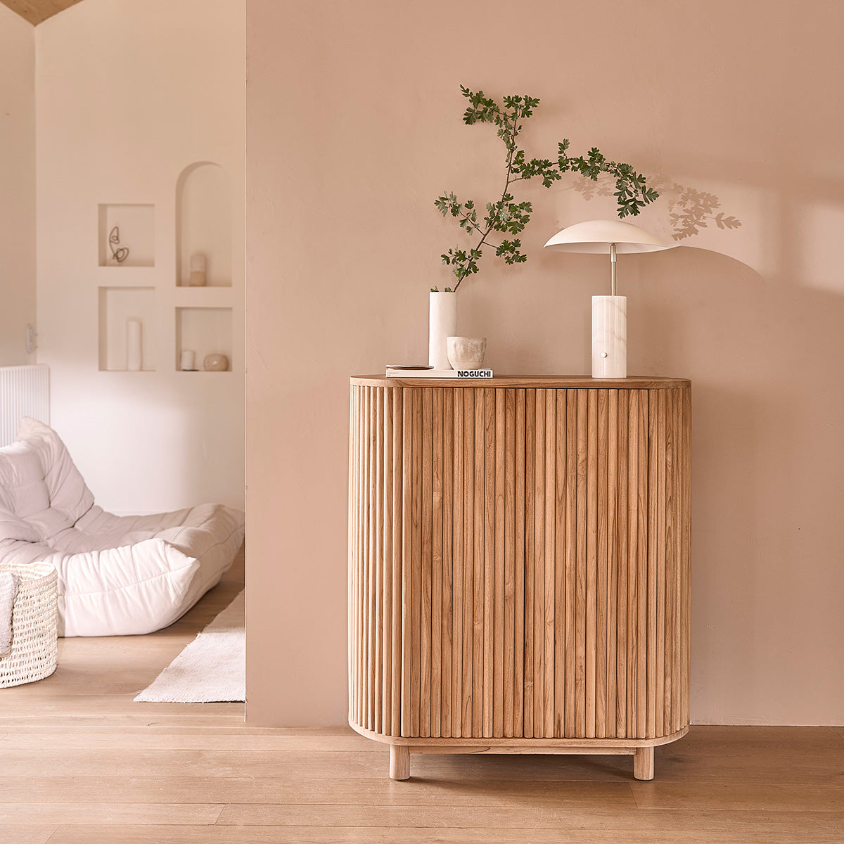 COLINE - Meuble bar en teck massif 90 cm