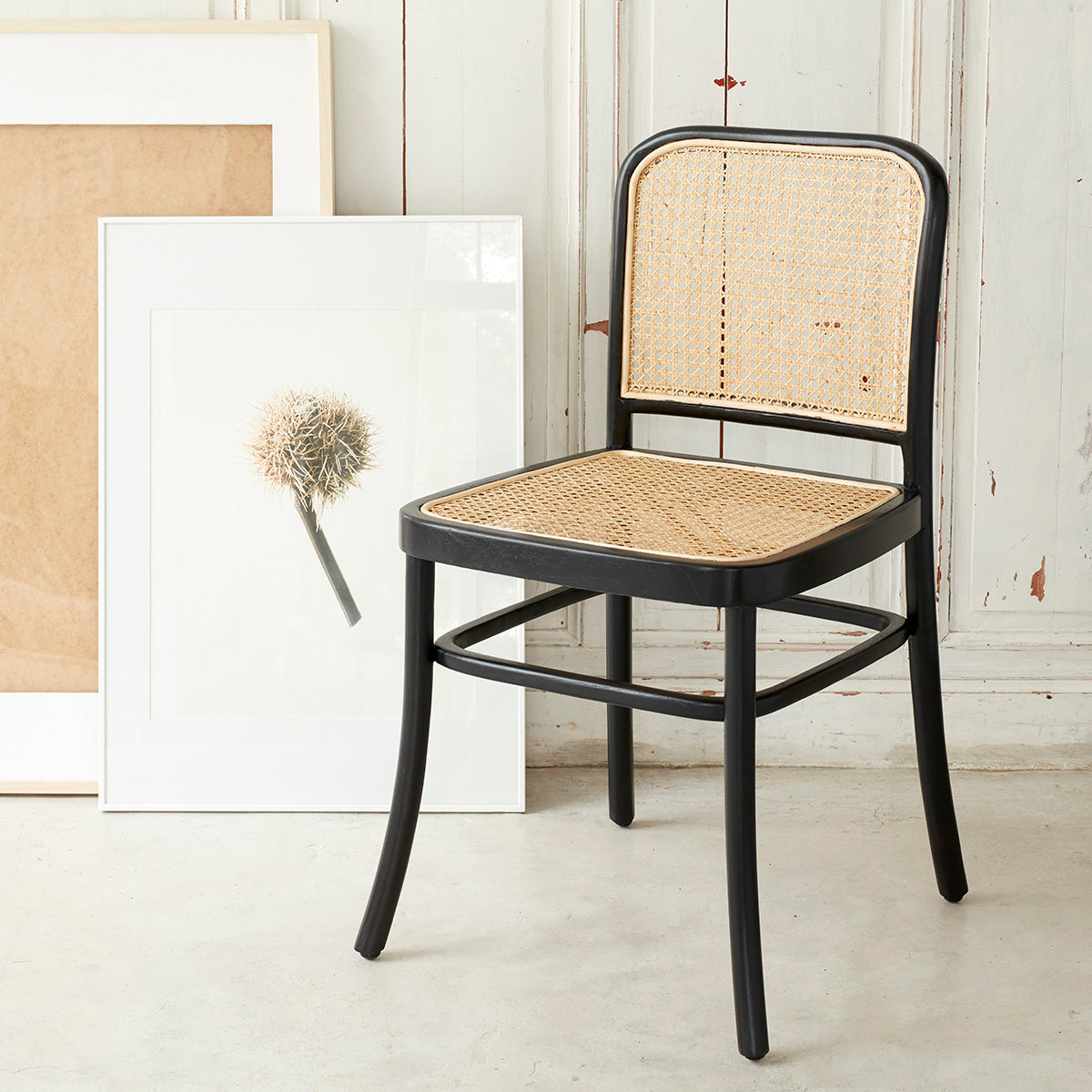 ARON - Set aus 2 Stühlen aus massivem Mahagoni und Rohrgeflecht