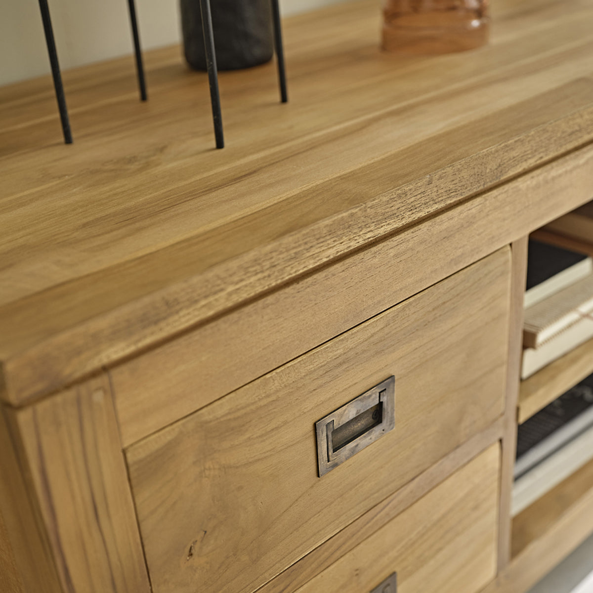 BOSTON - Meuble TV en teck massif 120 cm