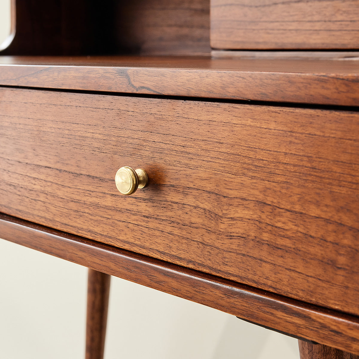 VINTAGE - Bureau en mindi massif finition noyer 90 cm