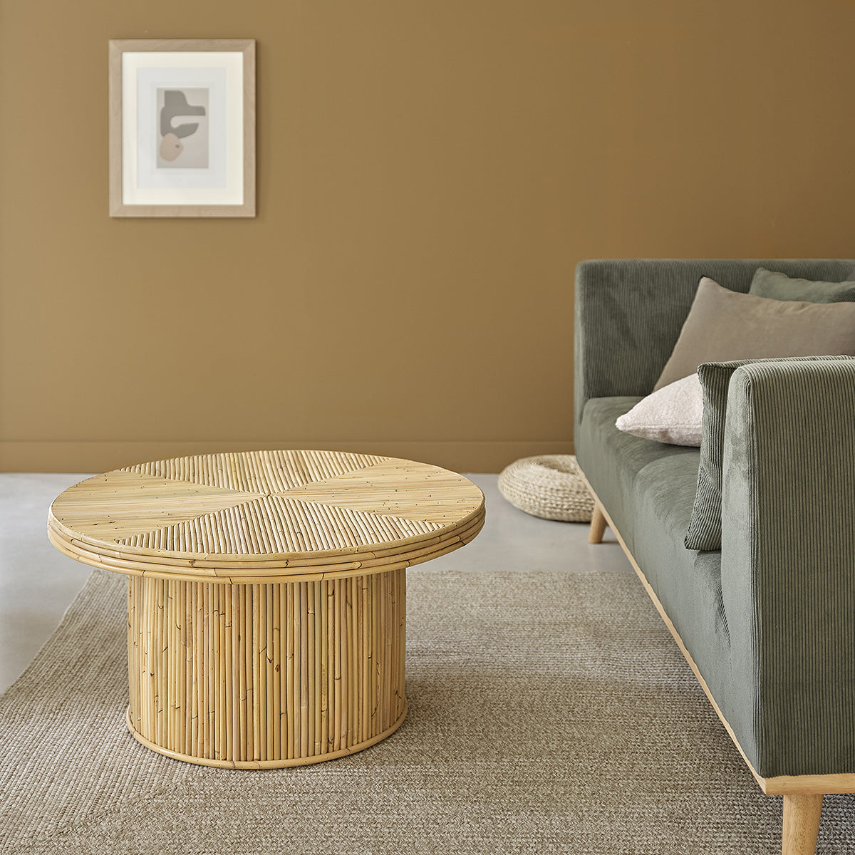 ALMA - Couchtisch aus Rattanrohr Ø 80 cm