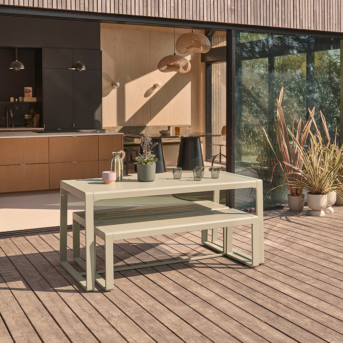 SÉLÈNE - Salon de jardin en aluminium vert 4/6 pers.